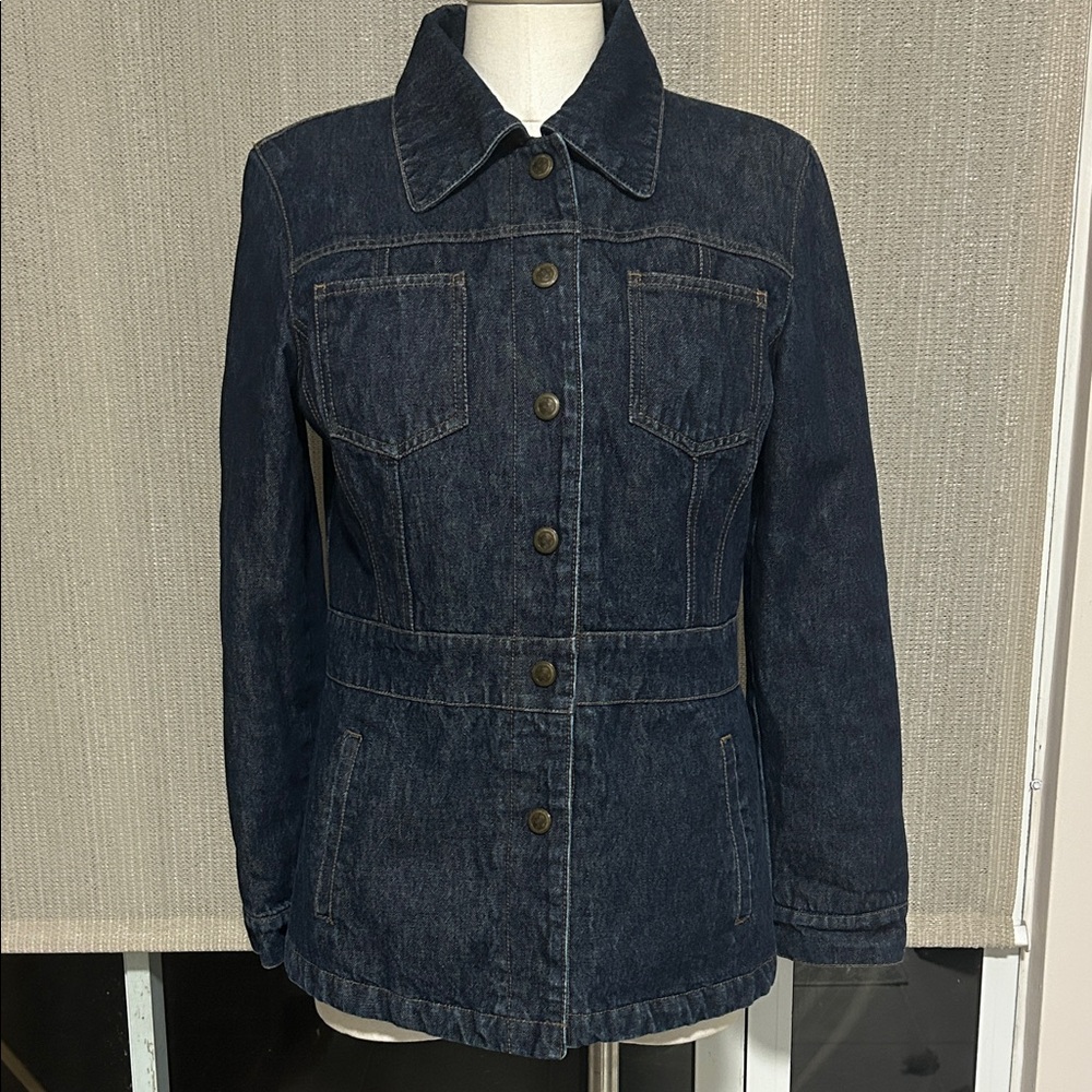 Vintage Nine West Blue Denim Blazer Jacket with quilted lining size M